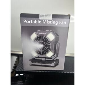 Portable Misting Fan Black Led Light Rechargeable